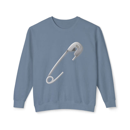 Unisex Lightweight Crewneck Sweatshirt - Minimalist Safety Pin Design