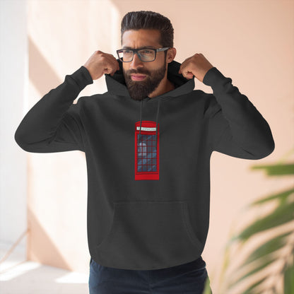 Iconic British Red Telephone Relaxed Three-Panel Fleece Hoodie