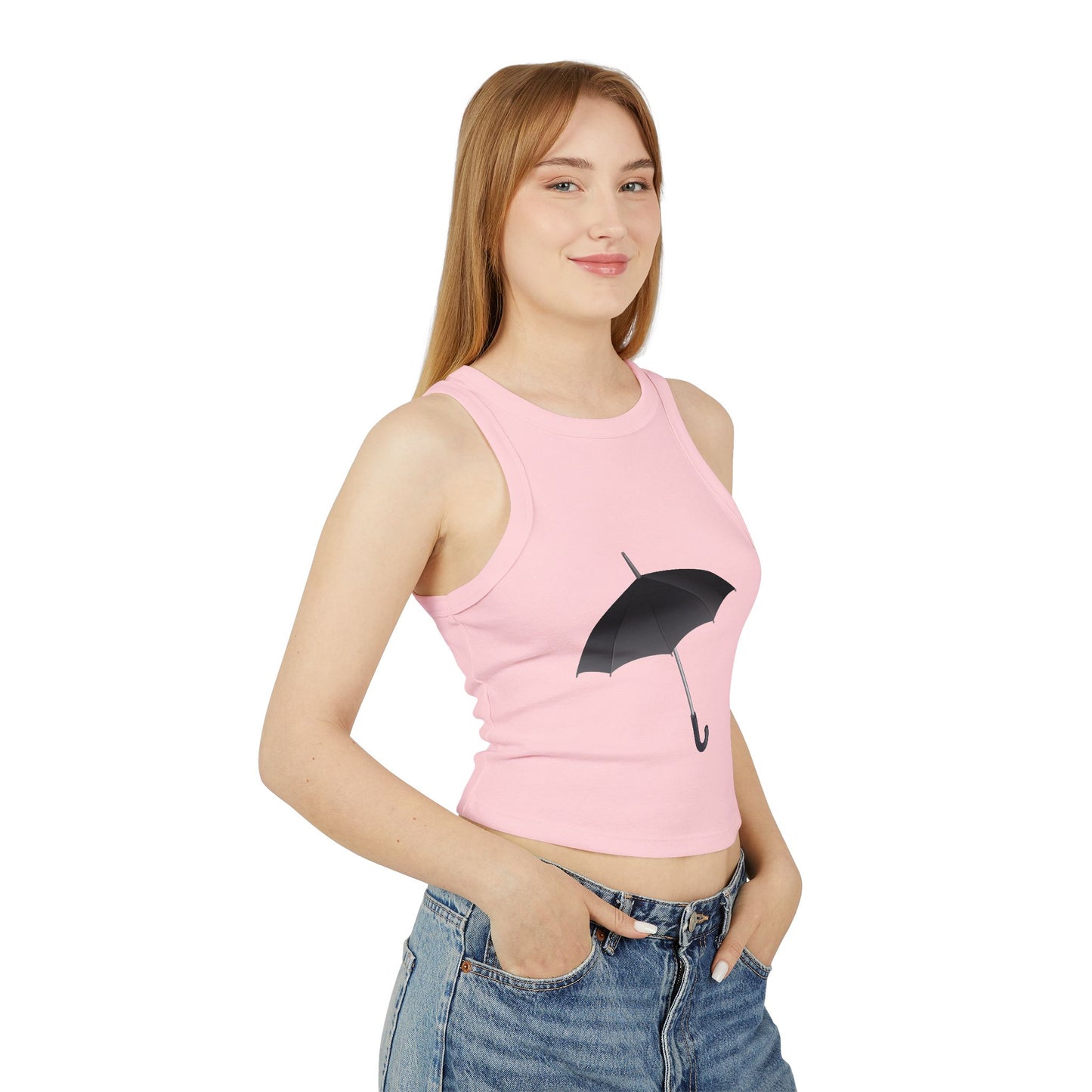 Women's Micro Rib Racer Tank Top - Regal Royal Umbrella - Elegant and Majestic Design
