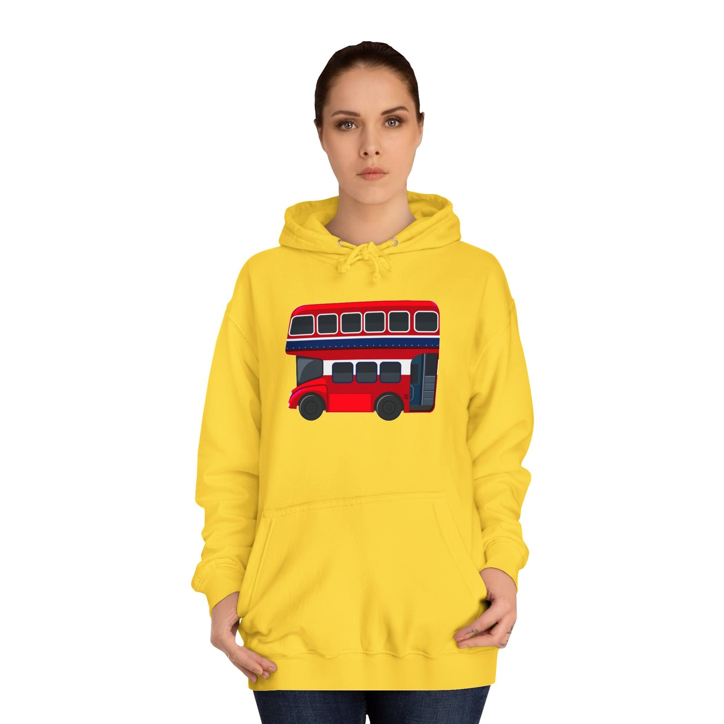 Unisex College Hoodie - Hop On! The British Double-Decker Experience