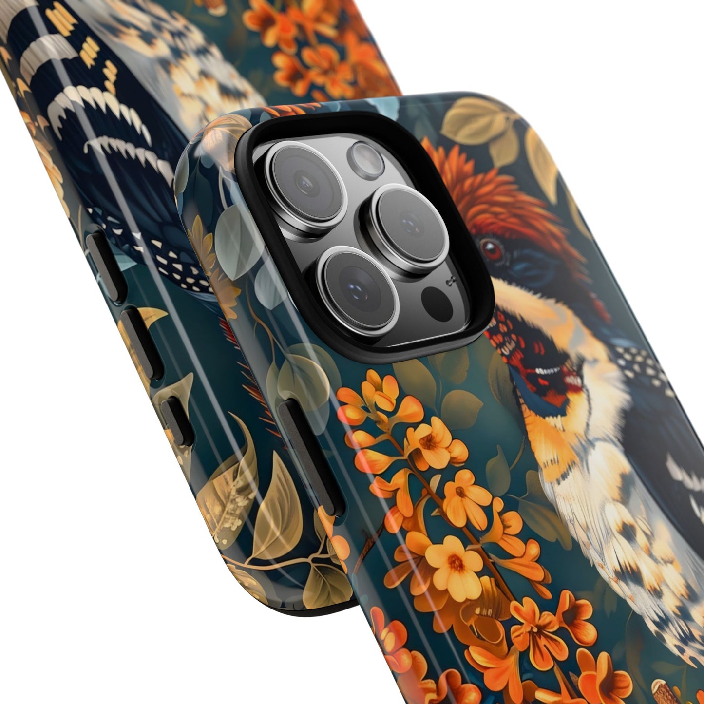 Tough Cases: Floral Bird Phone Case, Vintage Style Cover, Nature Lover Gift, Botanical Design, Spring Inspire Fashion