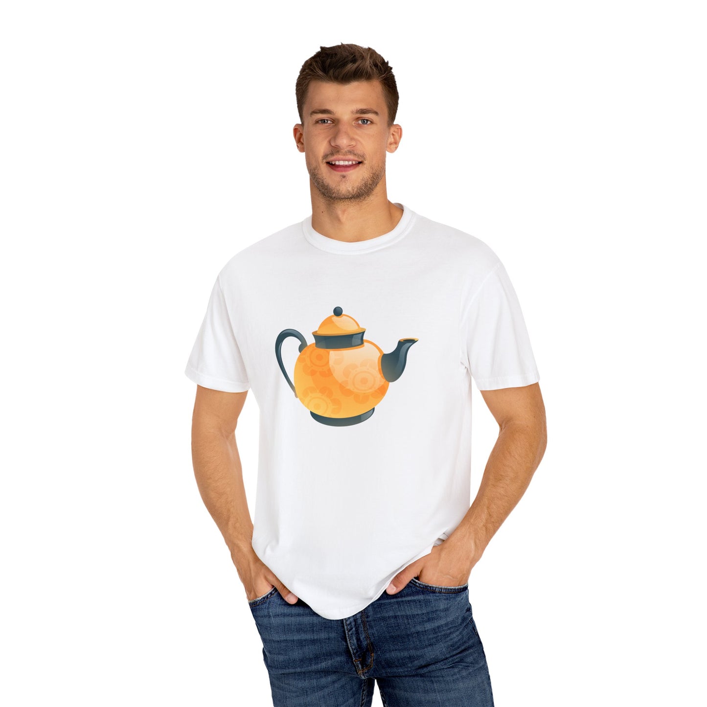 Unisex Garment-Dyed T-shirt - British Tea Kettle - Timeless Elegance in Tea Time