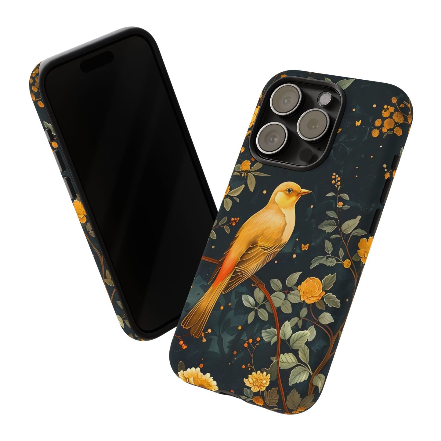 Floral Phone Case, Tough Cases with Bird Design, Nature Lover Gift, Stylish Protection, Birthday Present, Floral Phone Cover