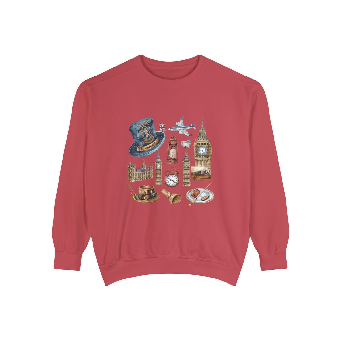 Unisex Garment-Dyed Sweatshirt - Vintage England Icons