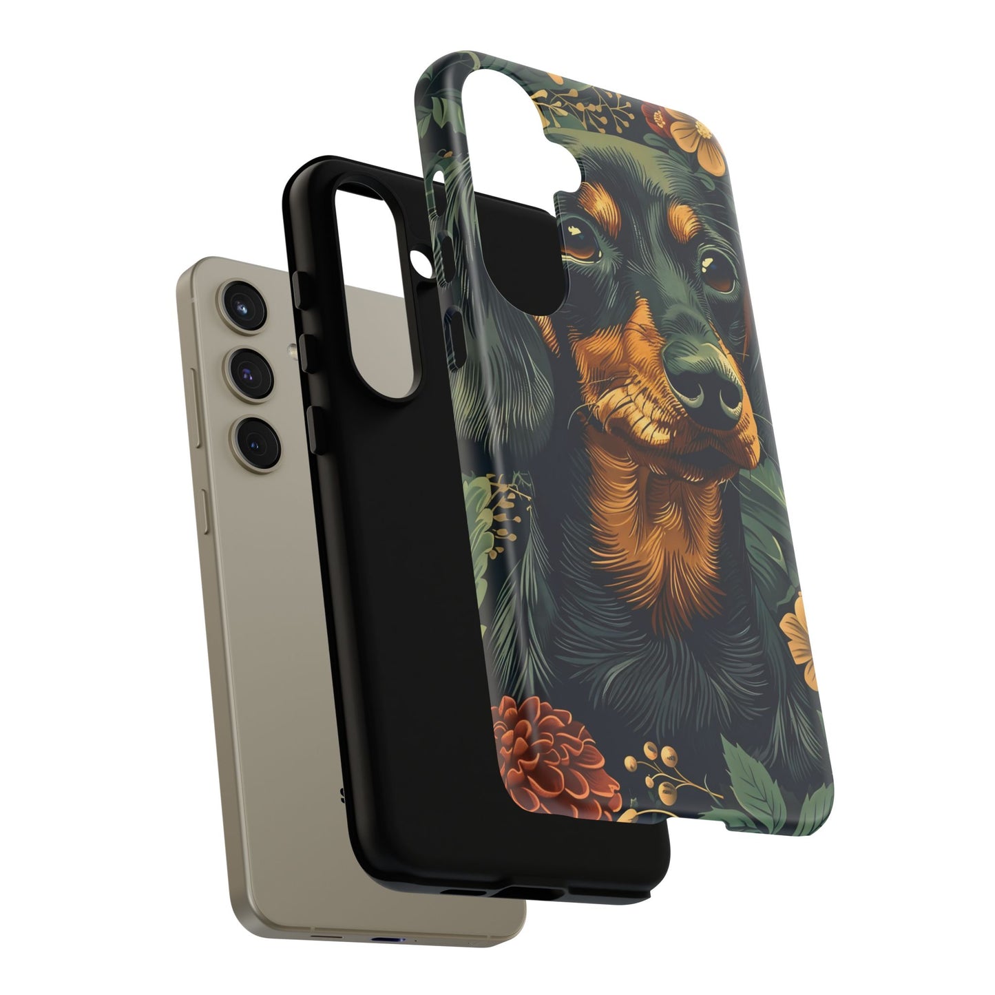 Dachshund Phone Case, Floral Pet Phone Cover, Dog Lover Gift, Tough Phone Case, Custom Dachshund Design, Unique Dog Owner Accessory