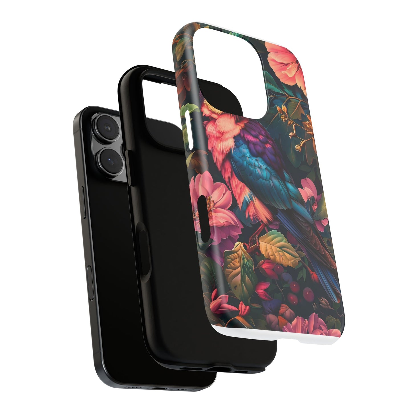 Tough Cases: Vibrant Tropical Bird Phone Case, Floral Smartphone Cover, Nature Lover Gift, Boho Phone Accessory, Cute Bird Case