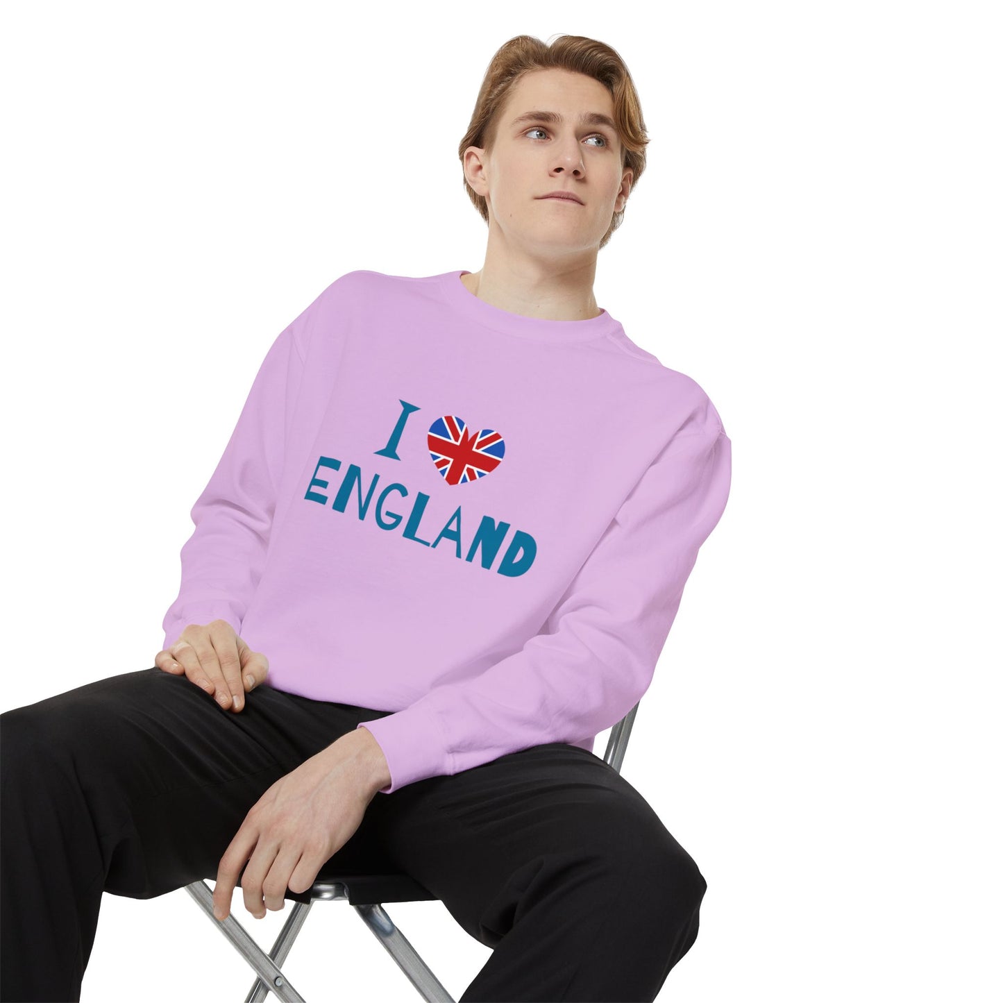 Unisex Garment-Dyed Sweatshirt Relaxed - I Love England
