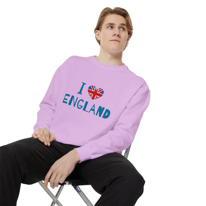 Unisex Garment-Dyed Sweatshirt Relaxed - I Love England