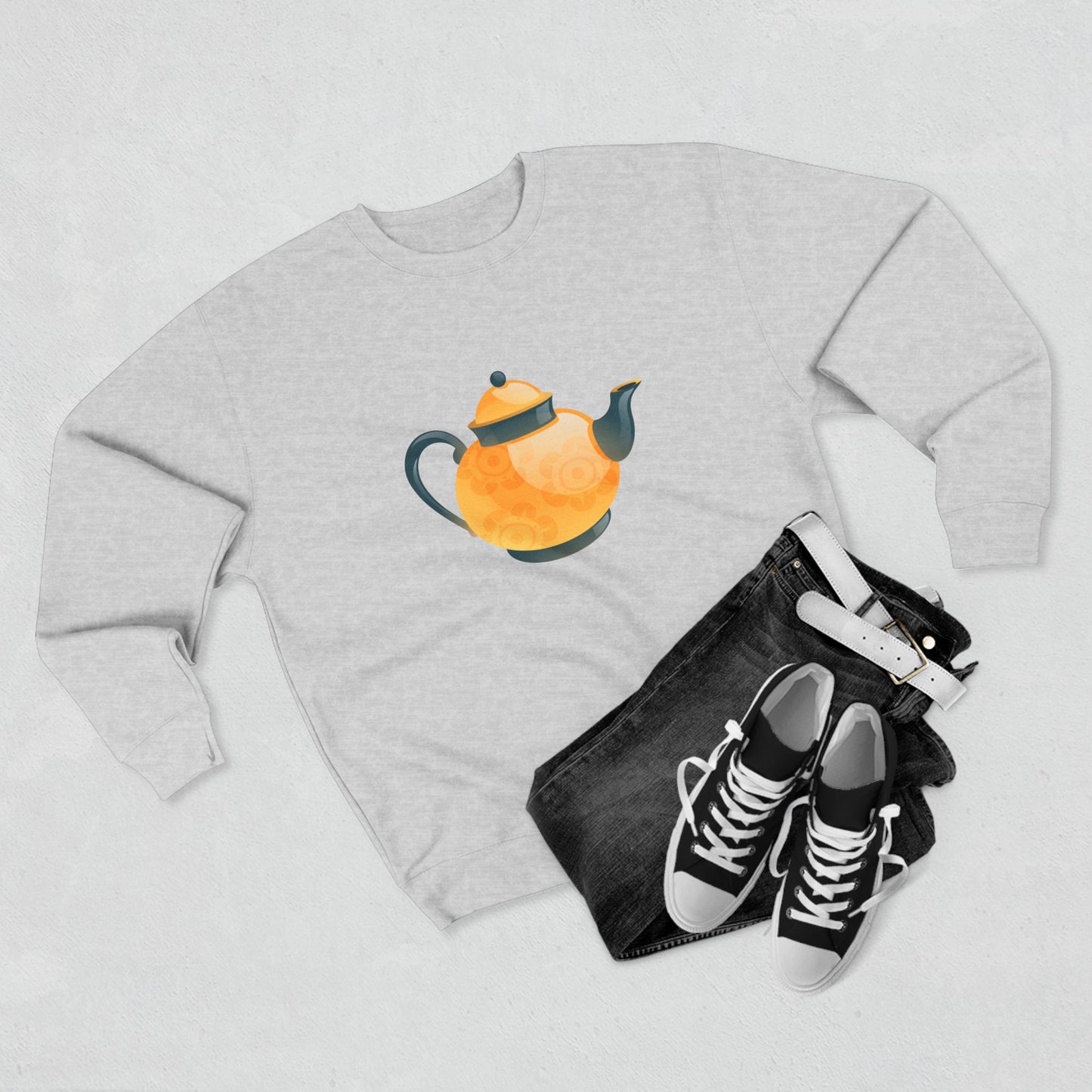 Unisex Crewneck Sweatshirt - Classic British Tea Kettle Timeless in Tea Time