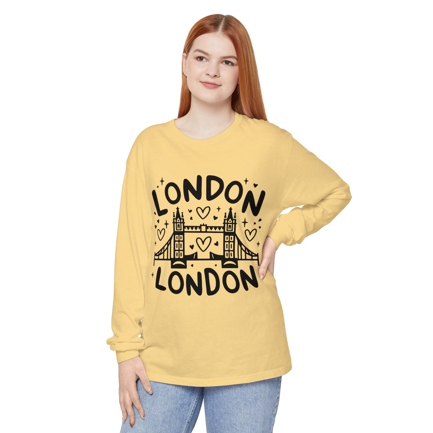 Unisex Garment-dyed Long Sleeve T-Shirt - Relaxing London