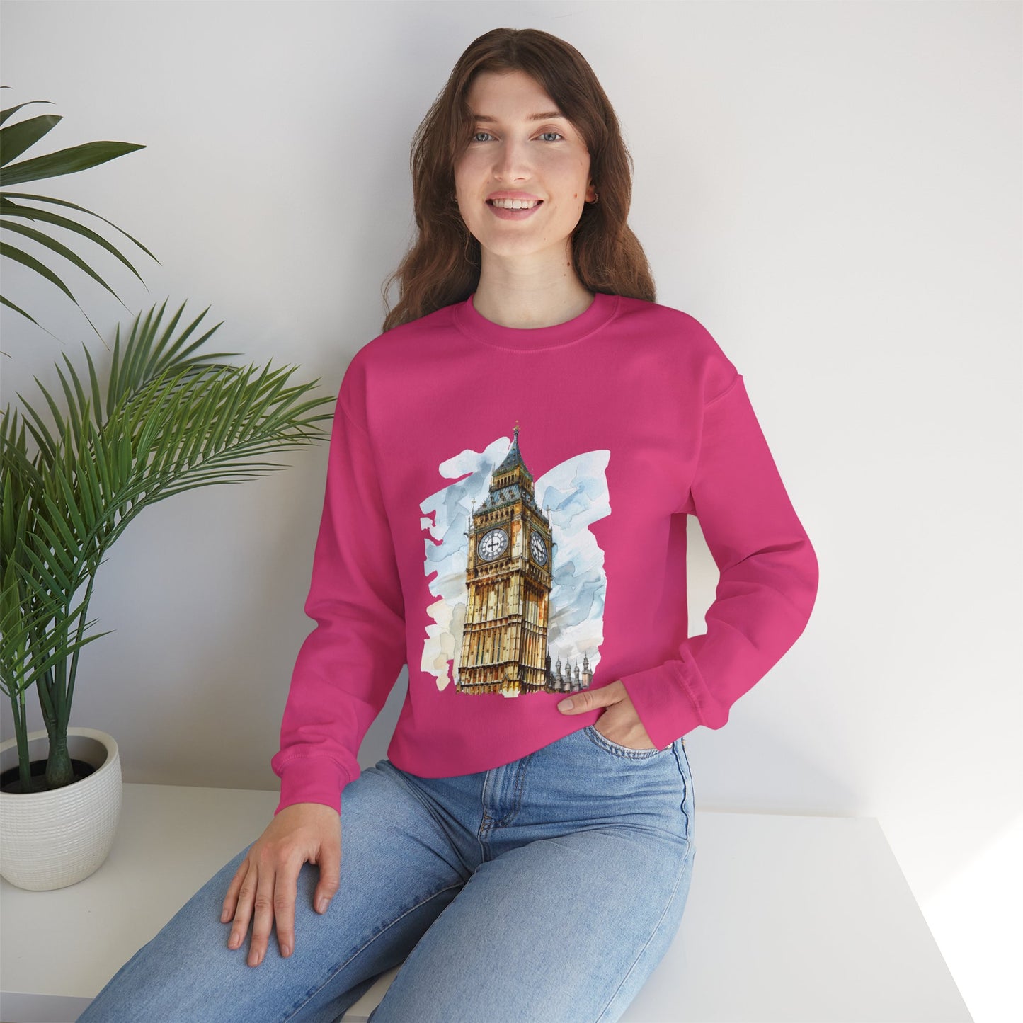 Unisex Heavy Blend™ Crewneck Sweatshirt - Towering Time - Big Ben and British Heritage