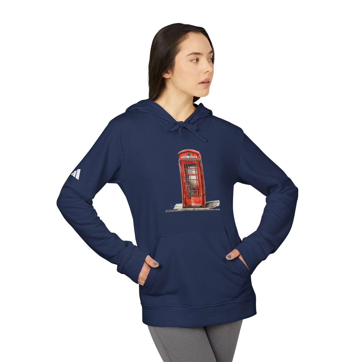 adidas Unisex Fleece Hoodie - Iconic British Public Telephone - Classic Red Phone Box Design