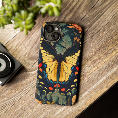 Butterfly Floral Phone Case, Art-inspire Tough Case, Gift for Nature Lovers, Butterfly Pattern Cover, Eco-Friendly Mobile Accessory