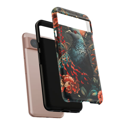 Floral Peacock Phone Case, Tough Cases, Artistic Phone Cover, Unique Gift, Nature Lover Accessory, Protective Case