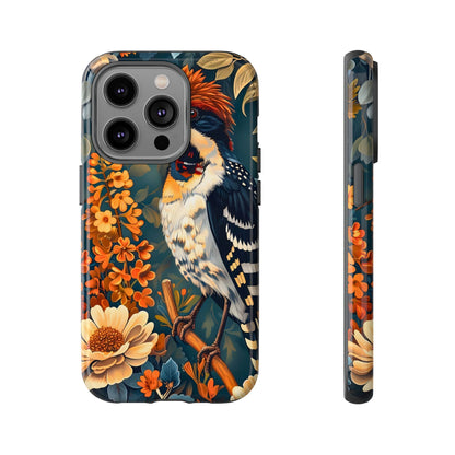 Tough Cases: Floral Bird Phone Case, Vintage Style Cover, Nature Lover Gift, Botanical Design, Spring Inspire Fashion