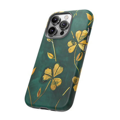 Floral Phone Case with Gold Accents, Tough Phone Cover, Stylish Phone Protector, Unique Gift for Her, Nature Lover Accessory