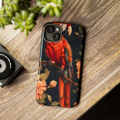 Vibrant Tropical Phone Case with Parrot Design, Bird Lovers Gift, Floral Phone Cover, Nature Inspired Accessories, Tough Cases