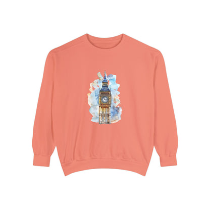 Unisex Garment-Dyed Sweatshirt Trendy - Iconic Big Ben Clock Tower