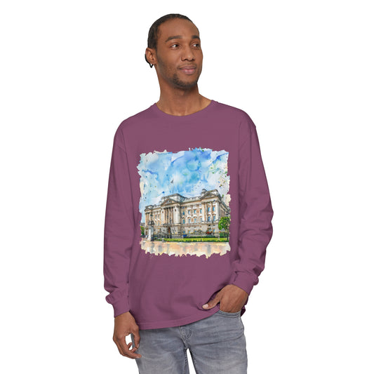 Unisex Garment-dyed Long Sleeve T-Shirt - British Beauty