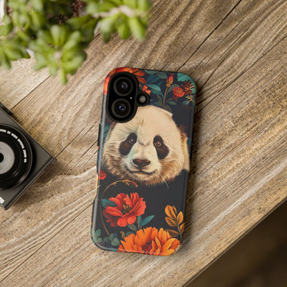 Panda Floral Phone Case, Tough Cases, Cute Animal Case, Floral Design, Gifts for Animal Lovers, Phone Accessories