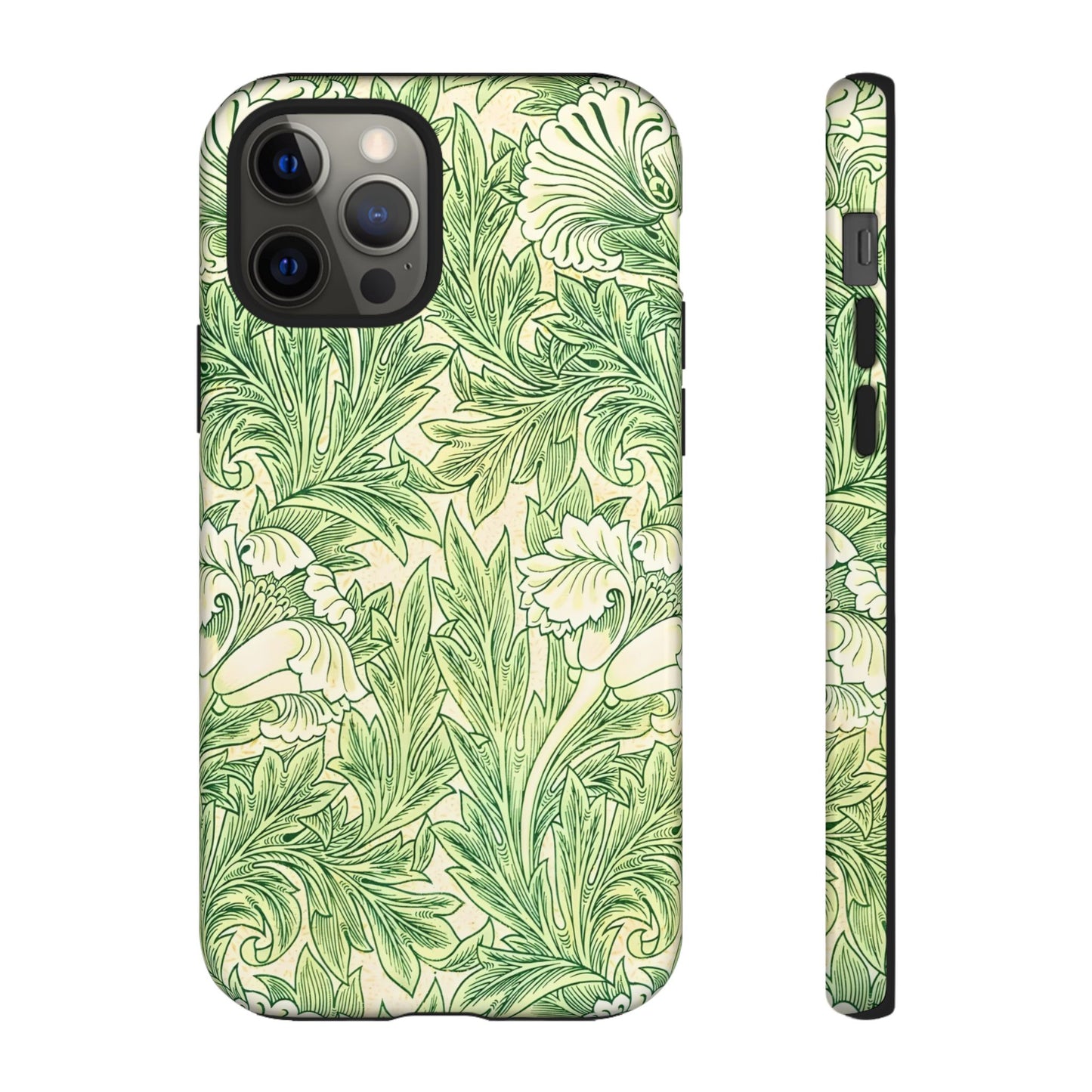 Green Floral Phone Case, Botanical iPhone Cover, Tough Phone Shell, Nature-inspired Gift, Eco-friendly Tech Accessory