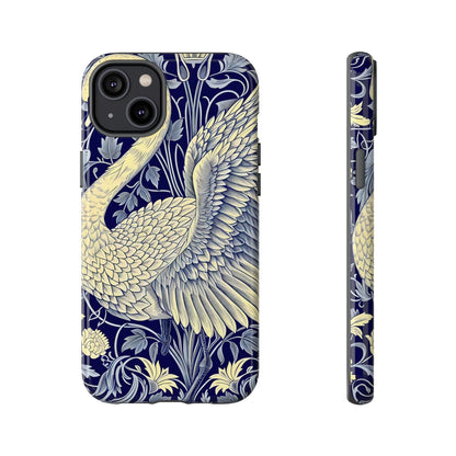 Elegant Swan Phone Case, Floral Design, Tough Cases for Gift, Stylish Protection, Unique Phone Accessory, Modern Floral Art