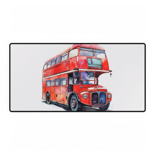 Vintage Double-Decker Bus Desk Mat, Home Office Accessory, Gift for London Lovers, Desk Pad for Students, Desk Accessories