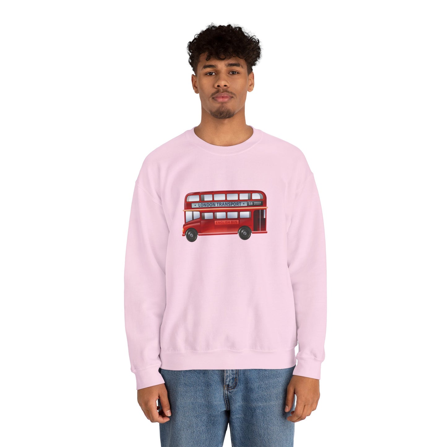 Unisex Heavy Blend™ Crewneck Sweatshirt Trendy - London Transport Red Double-Decker Bus