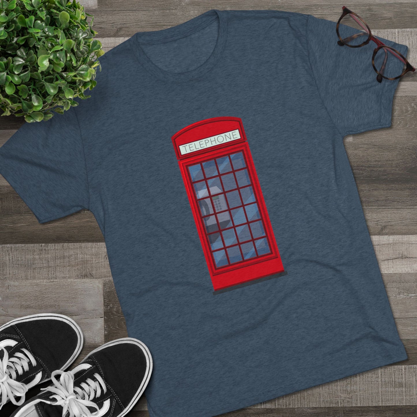 Iconic British Public Telephone - Classic Red Phone Box Unisex Tri-Blend Crew Tee