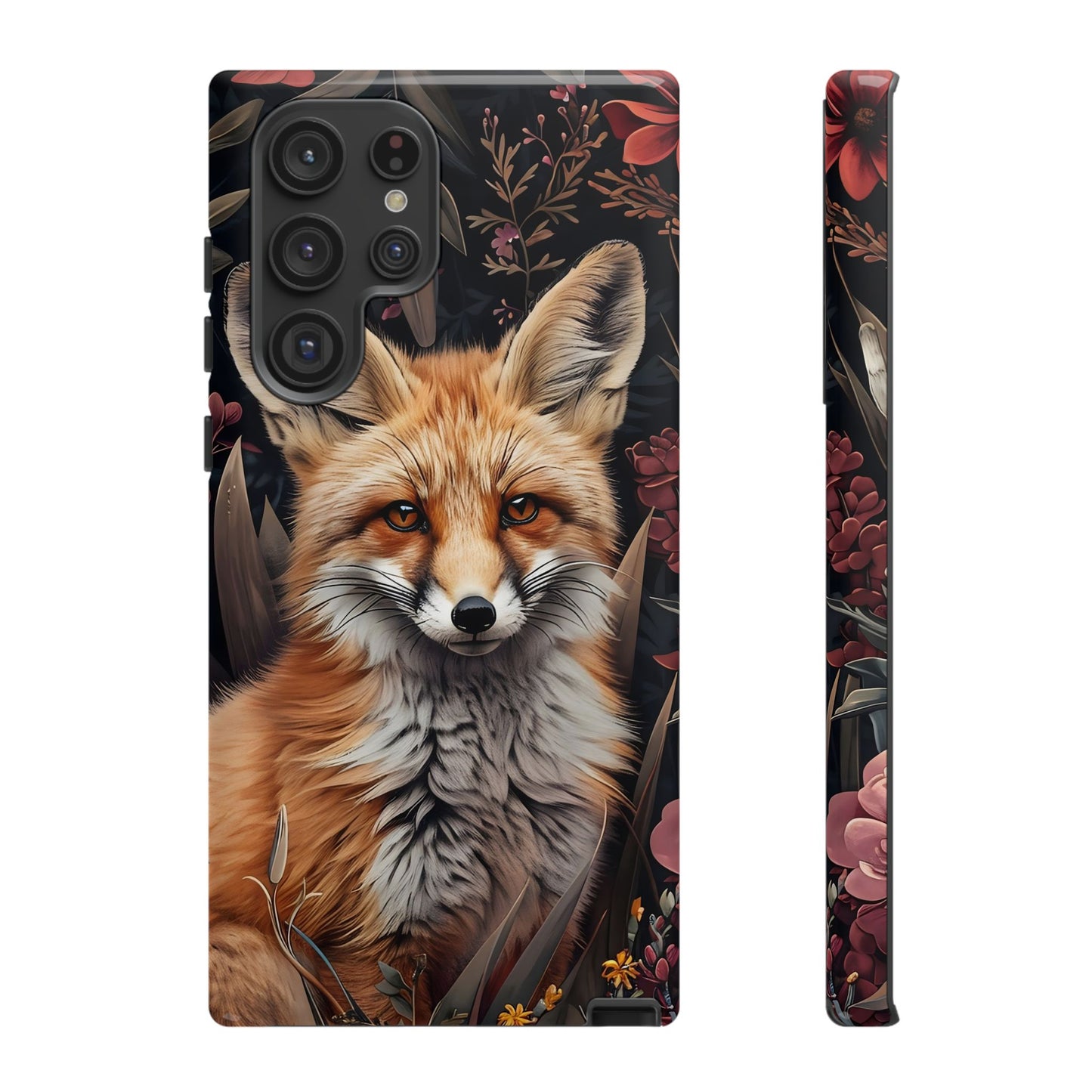 Fox Floral Phone Case, Tough Cases for Animal Lovers, Nature Themed Gift, Cute Phone Cover, Wild Fox Protector