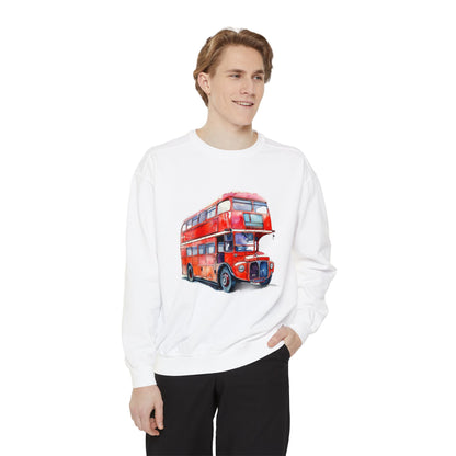 Unisex Garment-Dyed Sweatshirt Relaxed - London Transport Red Double-Decker Bus