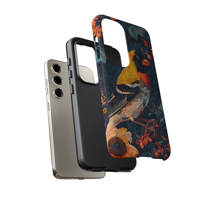 Colorful Bird Phone Case, Floral Phone Cover, Tough Phone Protector, Nature Lover Gift, Botanical Case, Unique Mobile Accessory