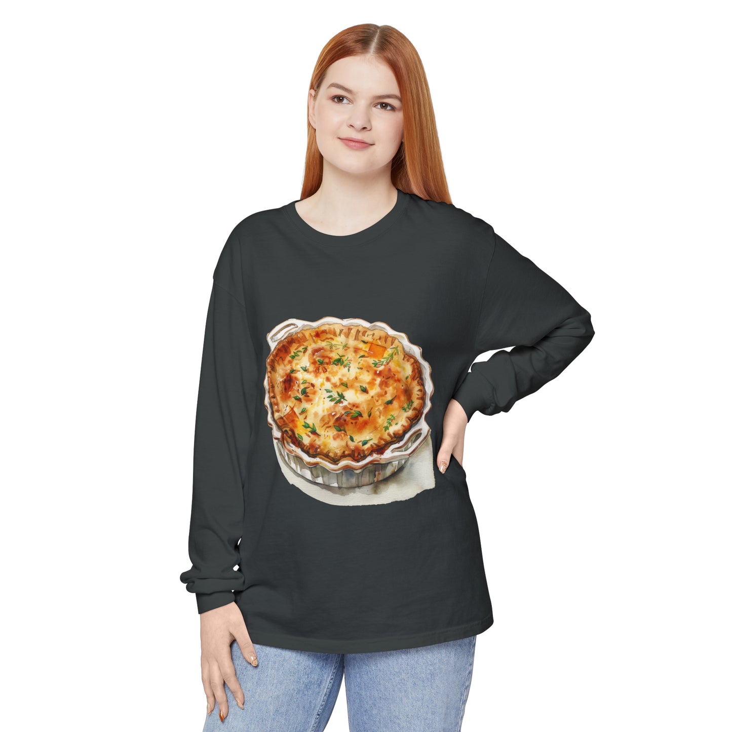 Unisex Garment-dyed Long Sleeve T-Shirt - Delicious Feast of National Favorites