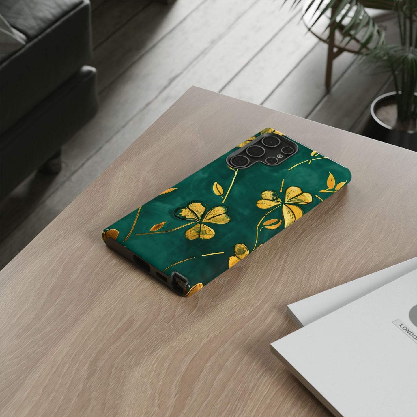 Floral Phone Case with Gold Accents, Tough Phone Cover, Stylish Phone Protector, Unique Gift for Her, Nature Lover Accessory