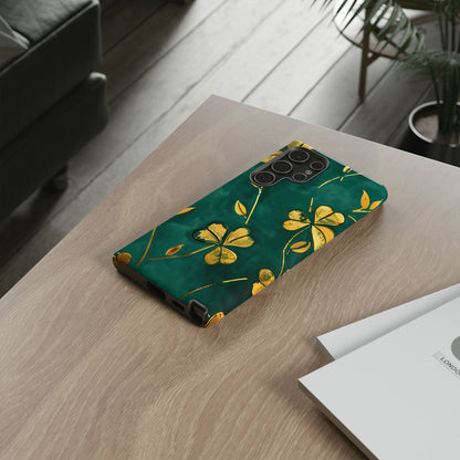 Floral Phone Case with Gold Accents, Tough Phone Cover, Stylish Phone Protector, Unique Gift for Her, Nature Lover Accessory