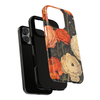 Floral Phone Case with Tough Protection, Blooming Ranunculus Design, Durable Cover, Gift for Flower Lovers, Eco-Friendly Phone Accessory