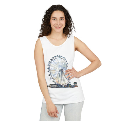 Unisex Garment-Dyed Tank Top - London Eye - Iconic Ferris Wheel