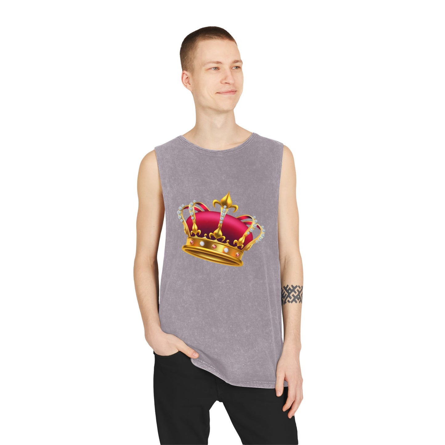 Unisex Stonewash Tank Top - British Royal Crown Design - Iconic Symbol of Monarchy