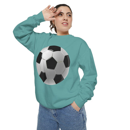 Unisex Garment-Dyed Sweatshirt - Dynamic Football Design - Sports Passion and Energy
