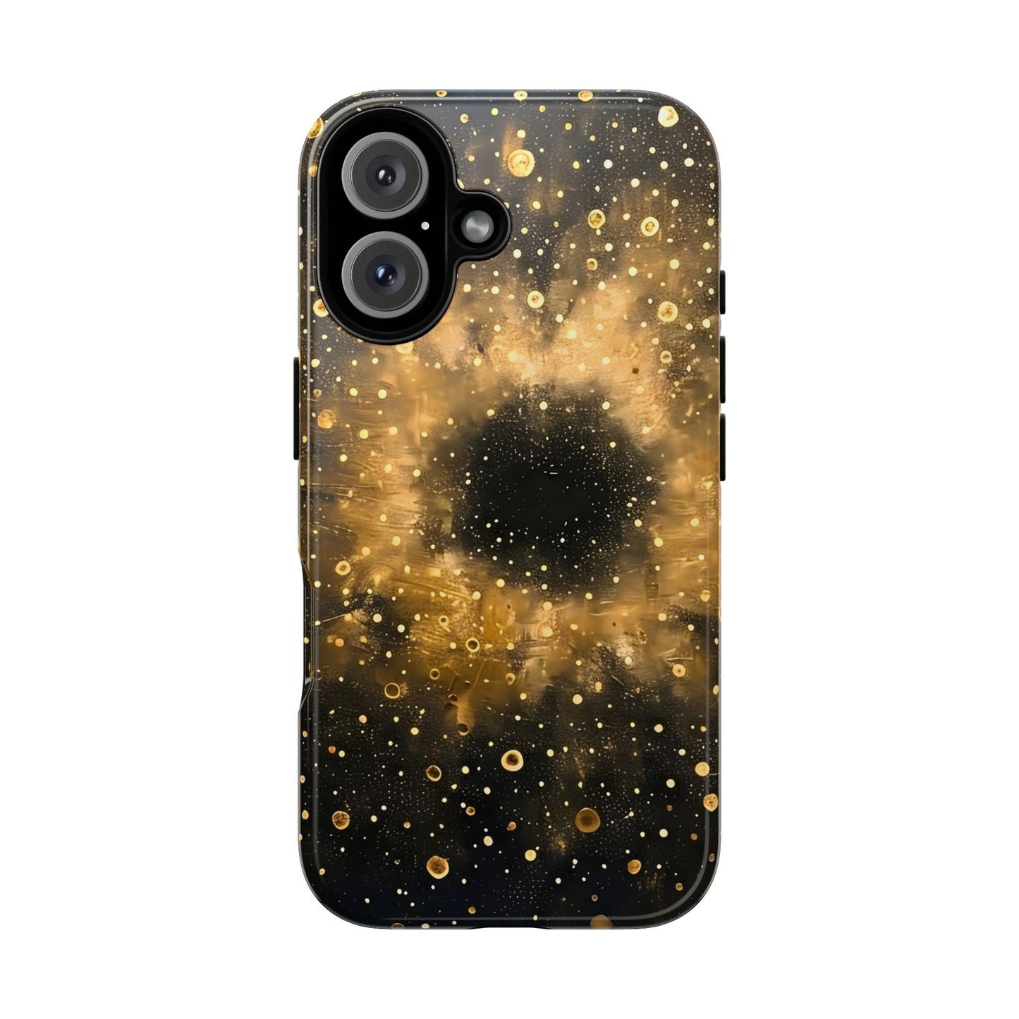 Stylish Phone Case with Golden Galaxy Design, Tough Phone Cover, Trendy Mobile Accessory, Gift for Space Lovers, Protective Phone Shell