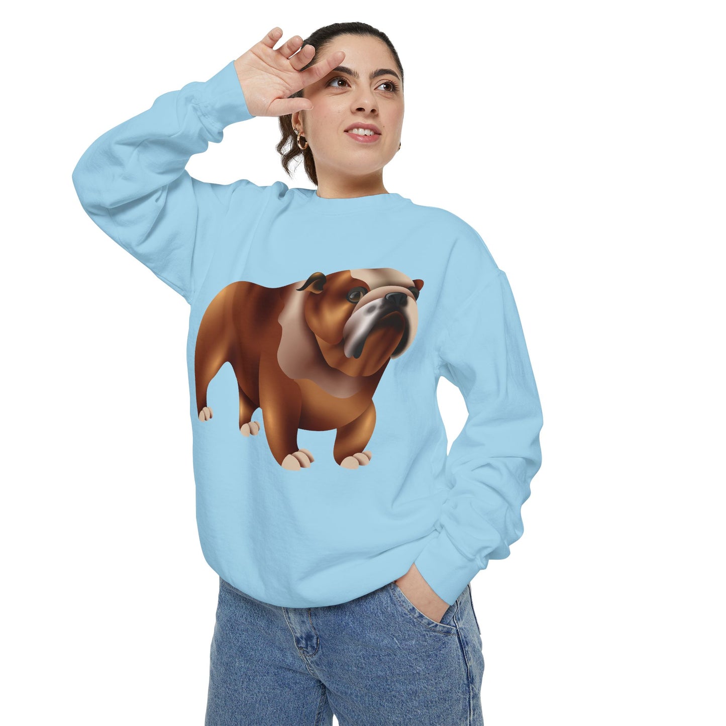 Unisex Garment-Dyed Sweatshirt - Adorable British Dog
