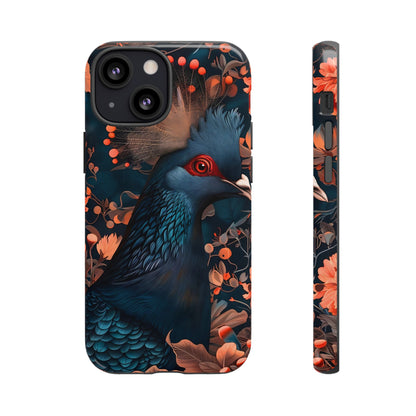 Vibrant Phone Case with Floral Peacock Design - Tough Cases, Artistic Phone Cover, Unique Gift for Nature Lovers, Stand Out Tech Accessory