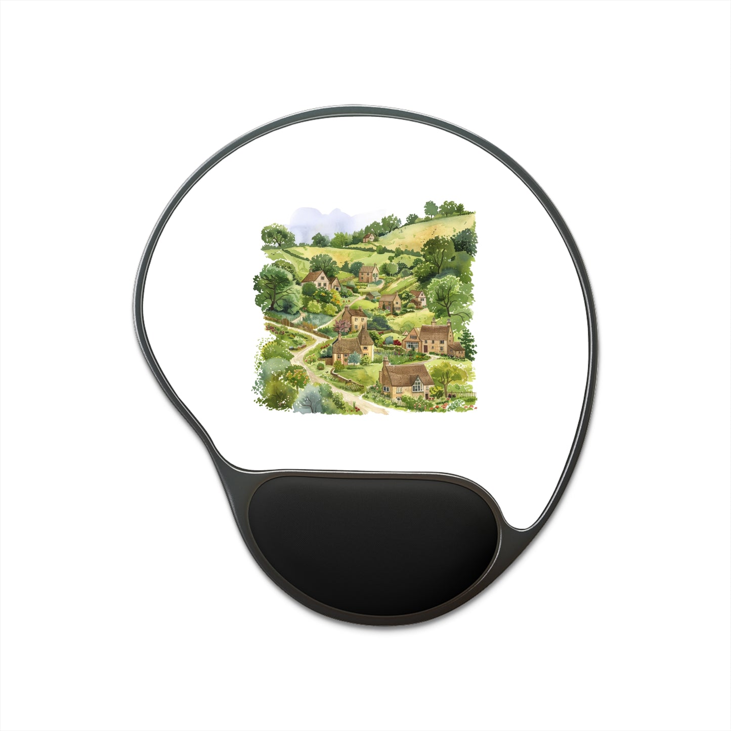 Charming Village Landscape Mouse Pad with Wrist Rest, Perfect for Home Office, Gifts, or Desk Decor, Ergonomic Design, Nature Lover's Gift