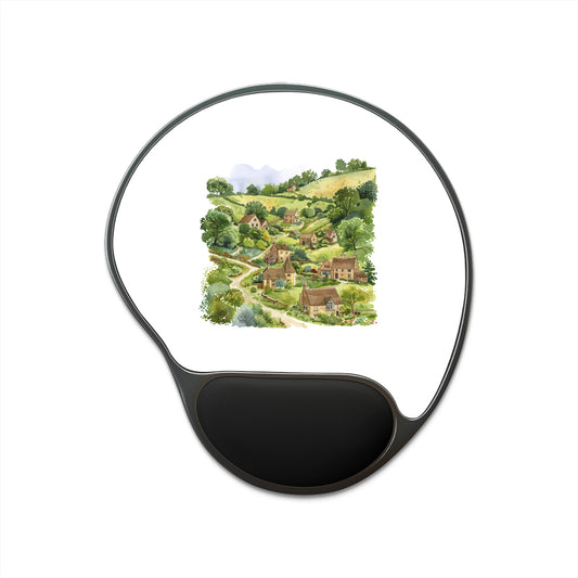 Charming Village Landscape Mouse Pad with Wrist Rest, Perfect for Home Office, Gifts, or Desk Decor, Ergonomic Design, Nature Lover's Gift
