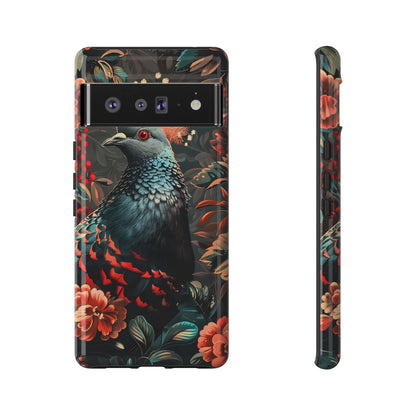 Floral Peacock Phone Case, Tough Cases, Artistic Phone Cover, Unique Gift, Nature Lover Accessory, Protective Case
