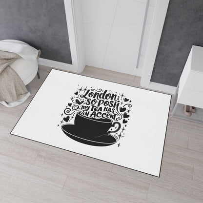 Posh London Tea Floor Mat, Cozy Kitchen Decor, Funny Gift for Tea Lovers, Welcome Mat, Unique Home Accessory