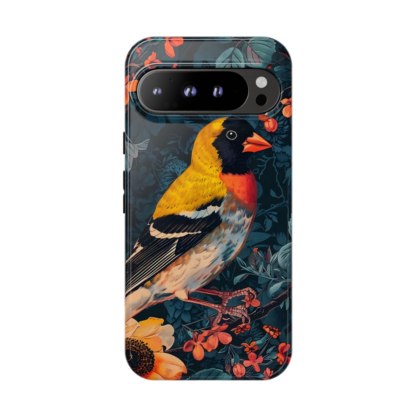 Colorful Bird Phone Case, Floral Phone Cover, Tough Phone Protector, Nature Lover Gift, Botanical Case, Unique Mobile Accessory