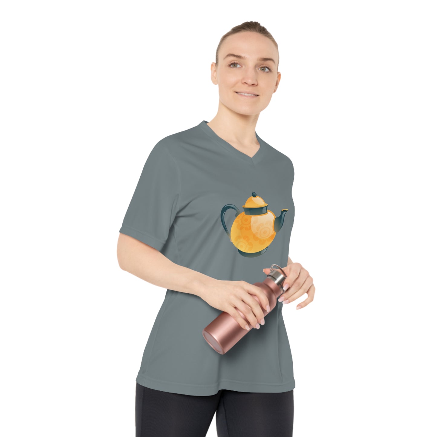 V-Neck T-Shirt – Stylish & Comfortable for Everyday Wear - Classic British Tea Kettle - Timeless Elegance in Tea Time