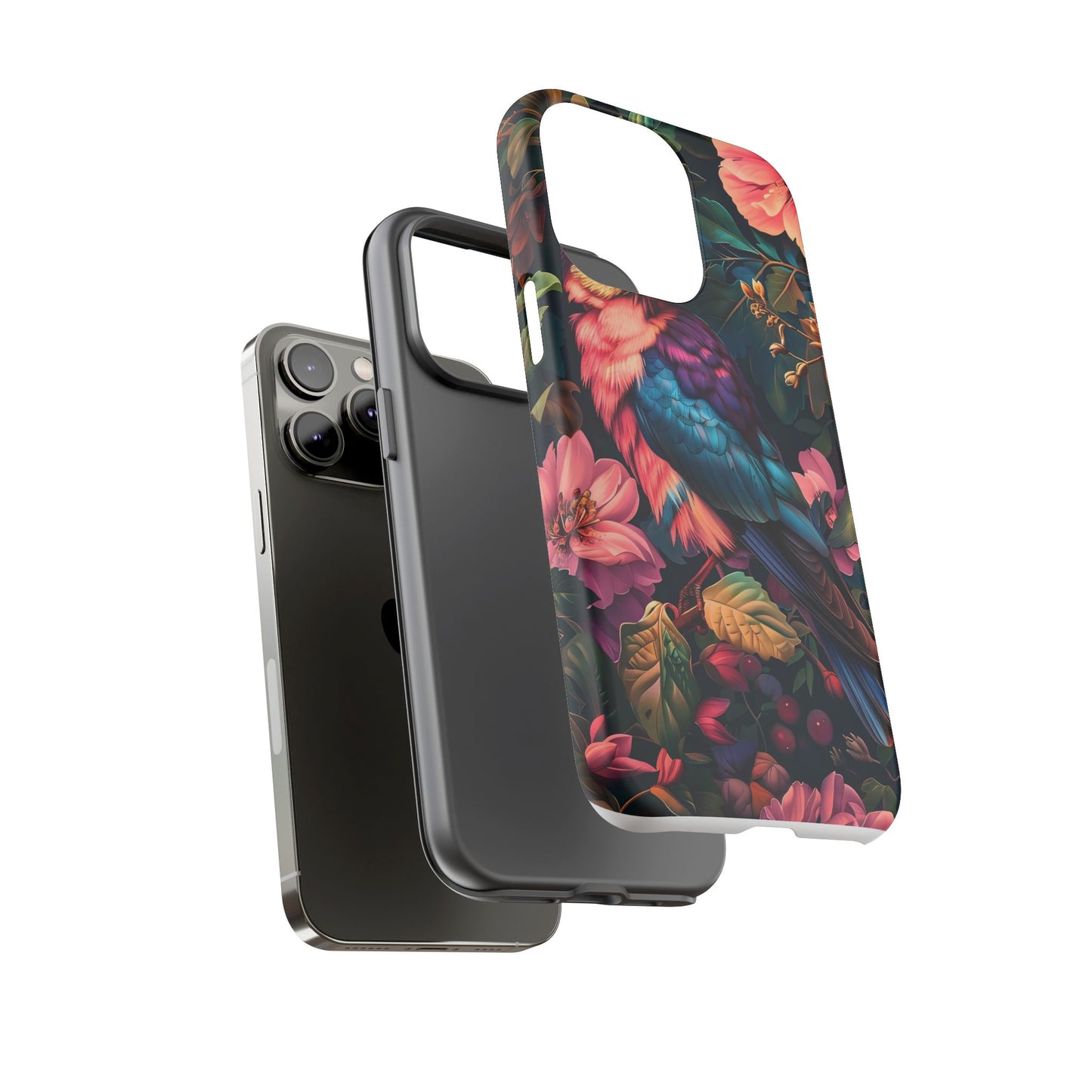 Tough Cases: Vibrant Tropical Bird Phone Case, Floral Smartphone Cover, Nature Lover Gift, Boho Phone Accessory, Cute Bird Case