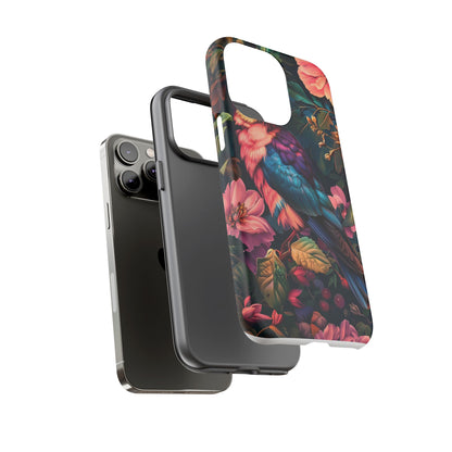 Tough Cases: Vibrant Tropical Bird Phone Case, Floral Smartphone Cover, Nature Lover Gift, Boho Phone Accessory, Cute Bird Case